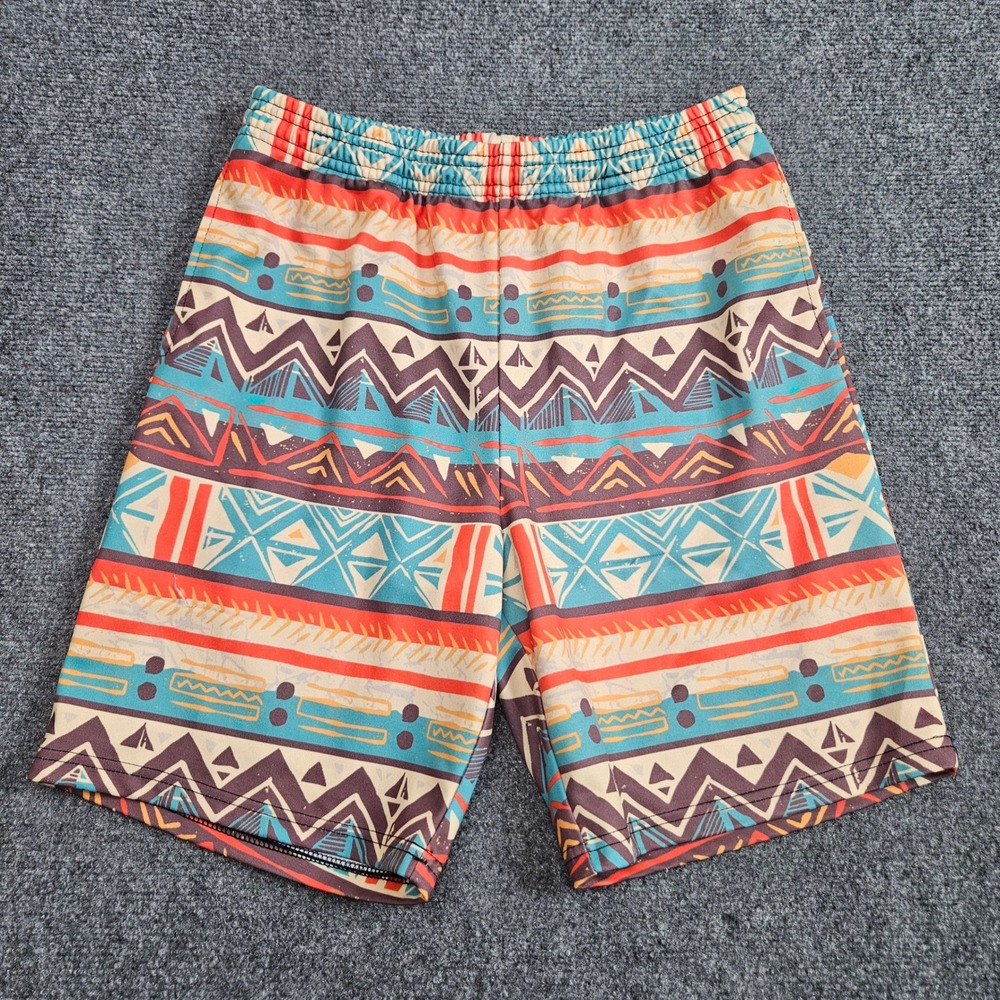 Into the AM Aztec Shorts Mens 32 Athletic Tribal Geometric‎ Print Festival Color